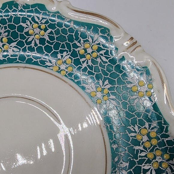 KUNST KRONACH Germany Barvaria Aqua Turquoise Antique Jewel Green Saucer VTG - Picture 6 of 6